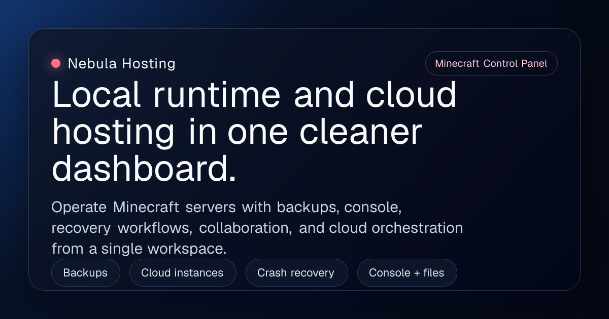 Nebula Hosting | Minecraft Server Hosting Control Panel